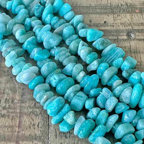 5-8mm Blue Amazonite Chip Bead Strand - Picture 1 of 2
